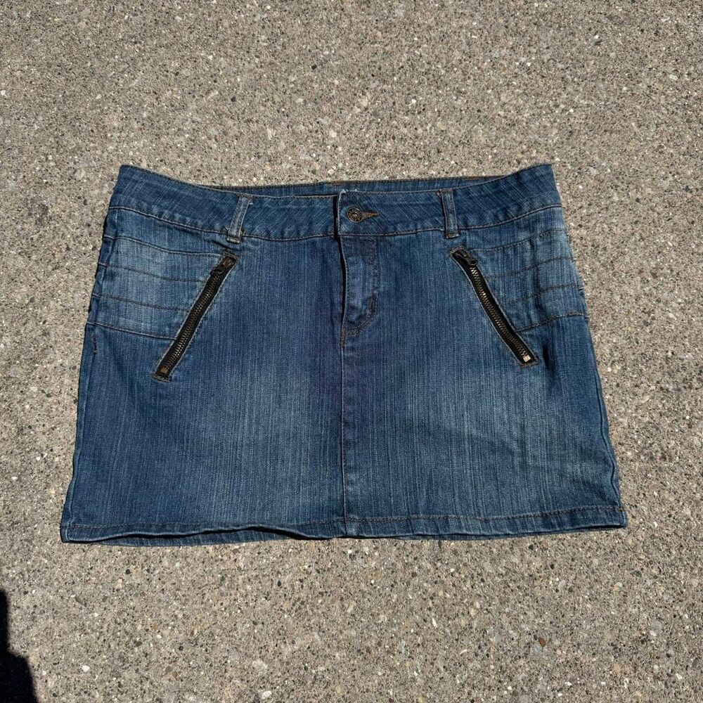 Vintage Y2K Ghosts & Angels Denim Jean Mini Skirt